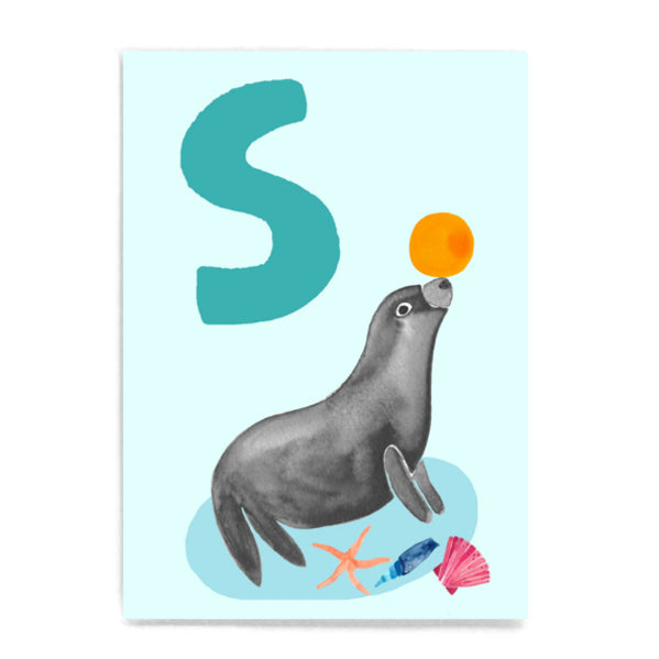 ABC Karte "S wie Seehund“