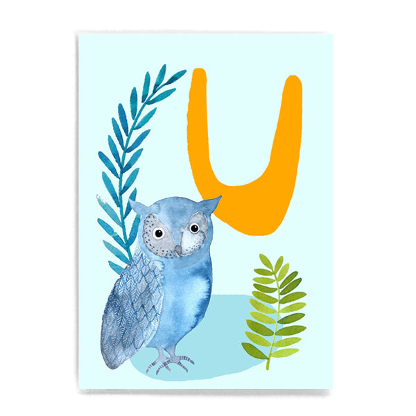 ABC Karte "U wie Uhu“
