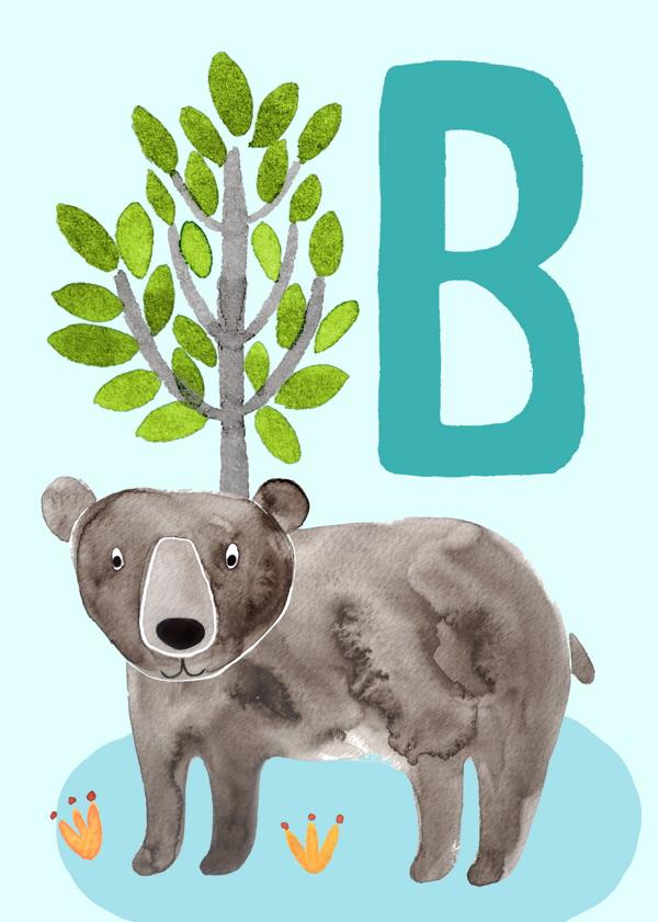ABC Karte "B wie Bär" (Tier ABC)