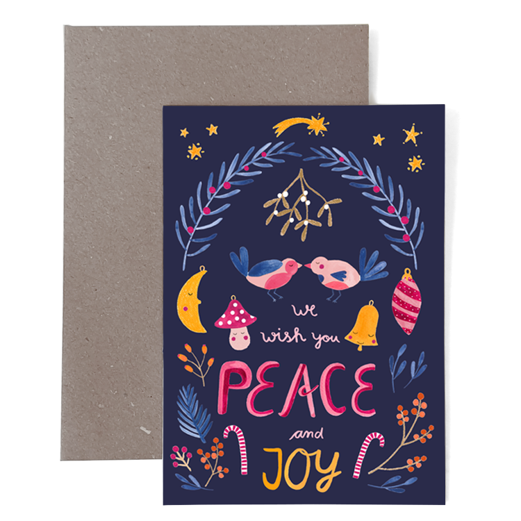 Weihnachtskarte *Peace and Joy* (Klappkarte)