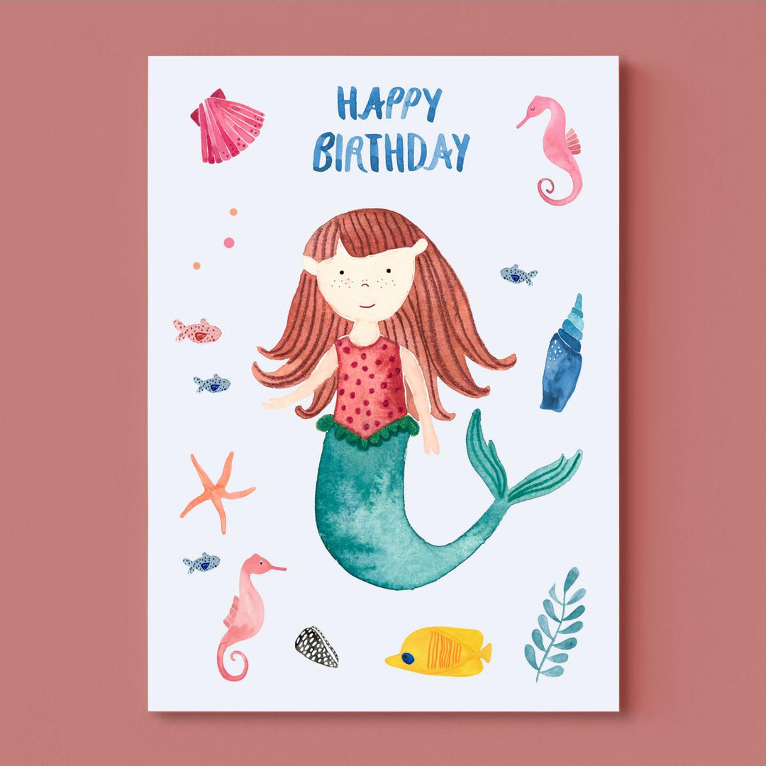 Geburtstagskarte mit Meerjungfrau