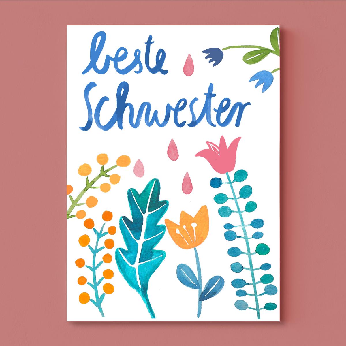 Postkarte *Beste Schwester*