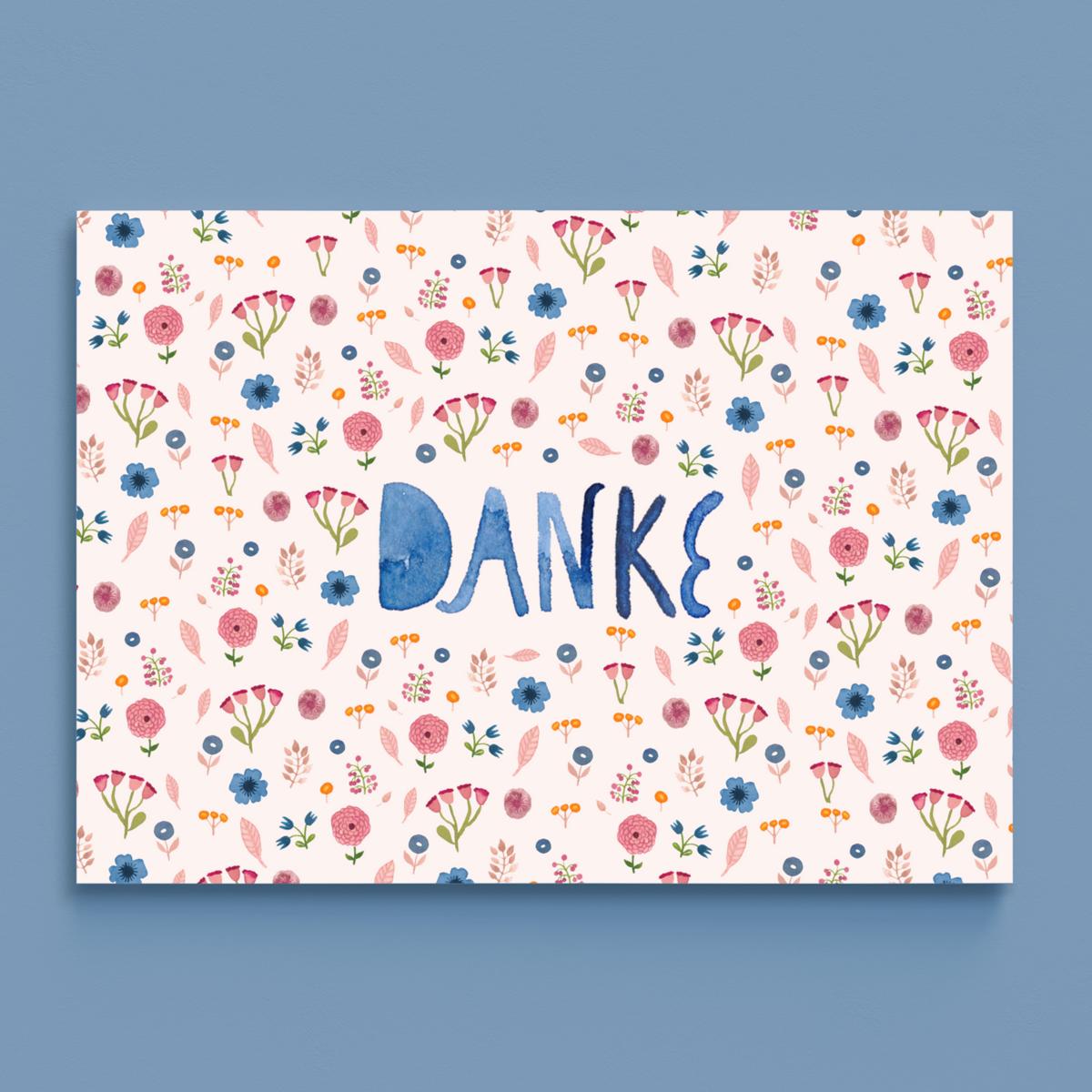 Postkarte *Danke* mit Blumen