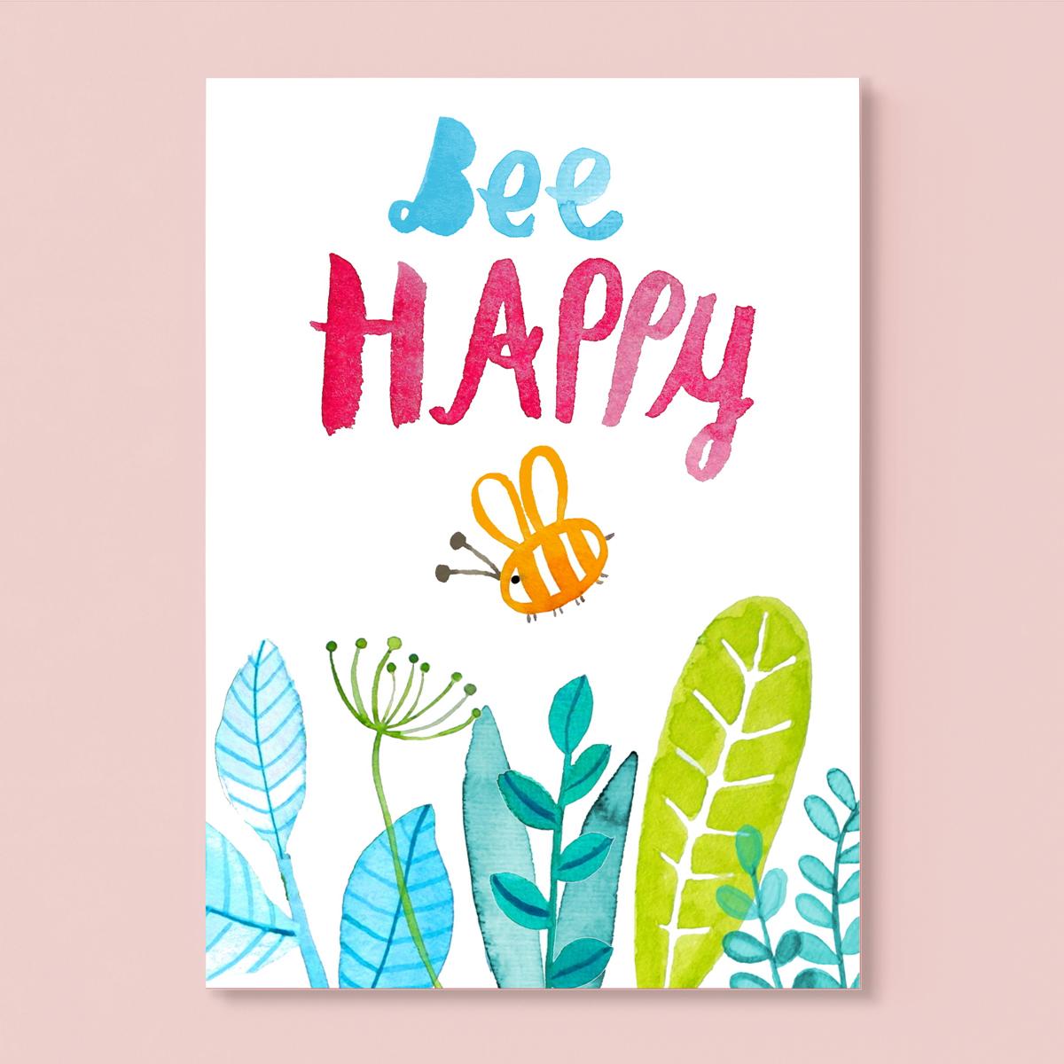 Postkarte *Bee happy*