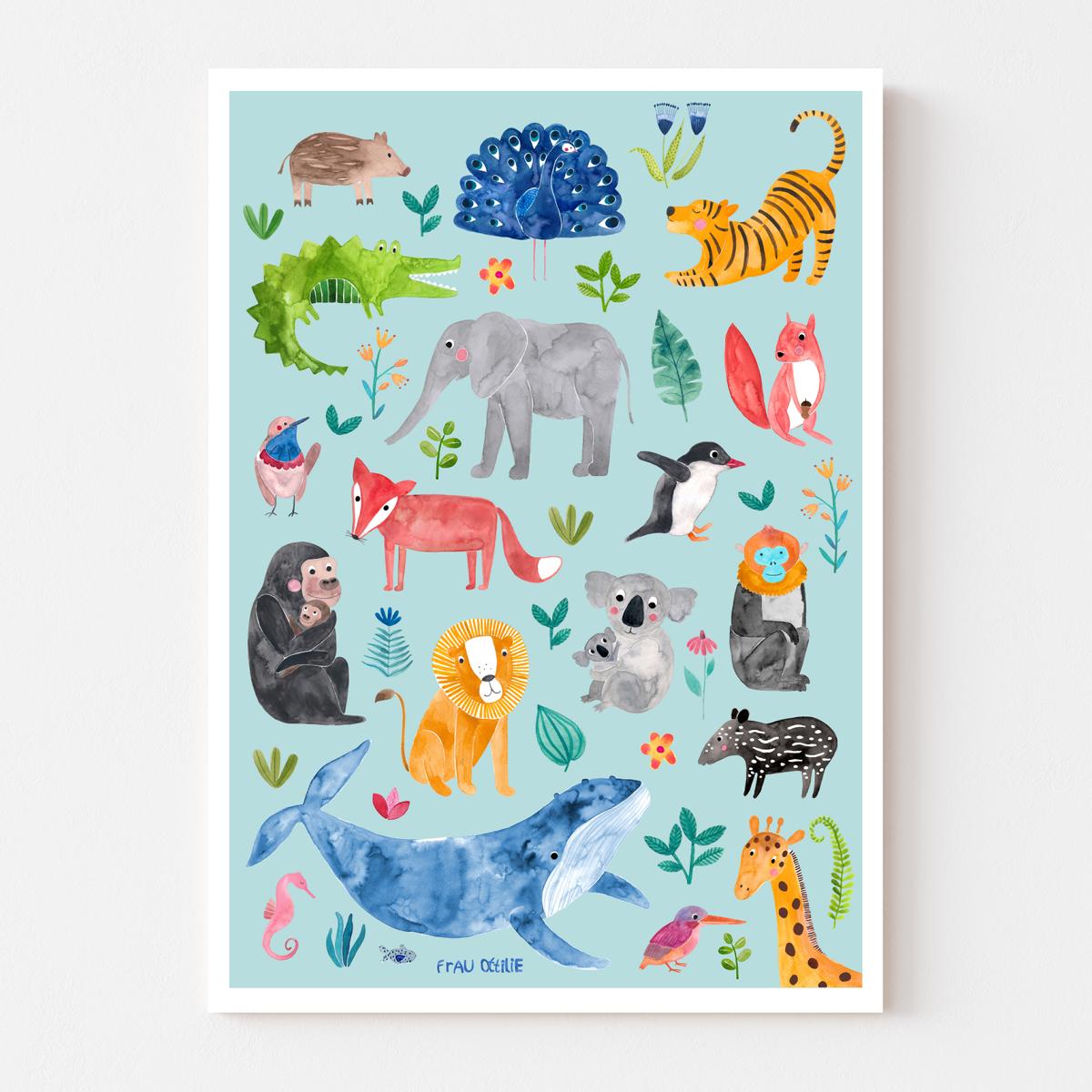 Tierposter (blaugrün)