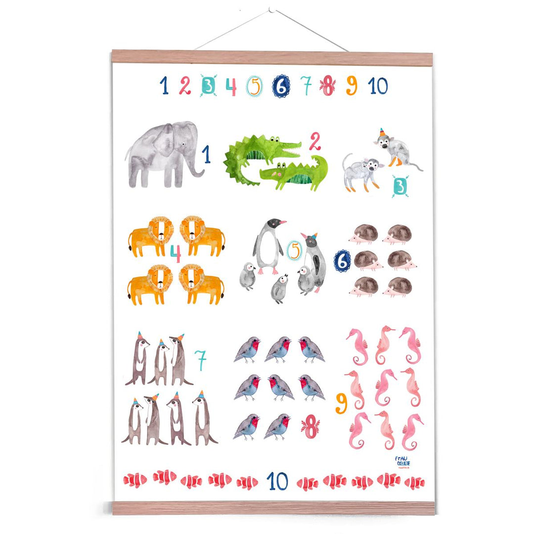 Zahlenposter *Tiere* (pastell)