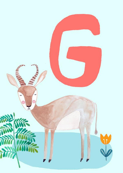 ABC Karte "G wie Gazelle“ (Tier ABC)