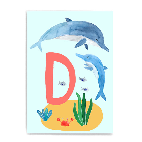 ABC Karte "D wie Delphin"