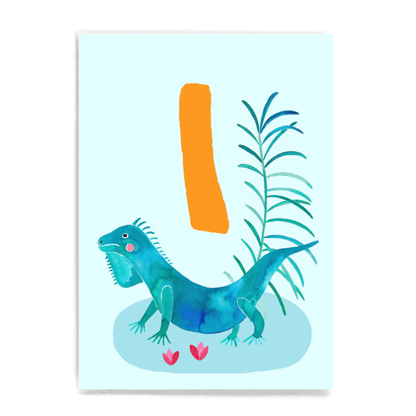 ABC Karte "I for Iguana“ 