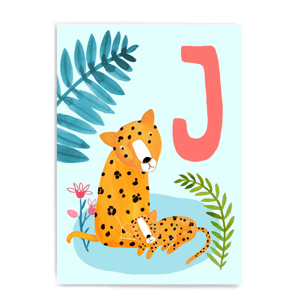 ABC Karte "J wie Jaguar“ (Tier ABC)