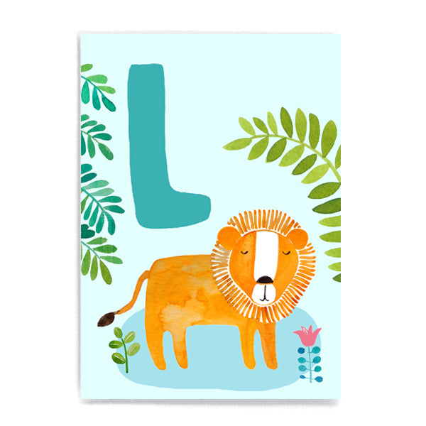 ABC Karte "L wie Löwe“ (Tier ABC)