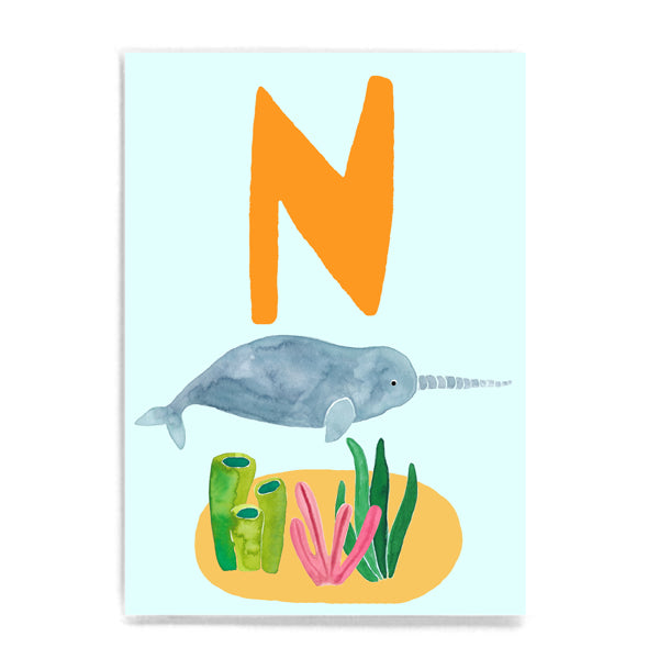 ABC Karte "N wie Narwal“