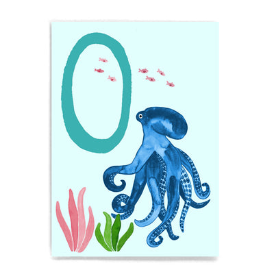 ABC Karte "O wie Oktopus“ (Tier ABC)