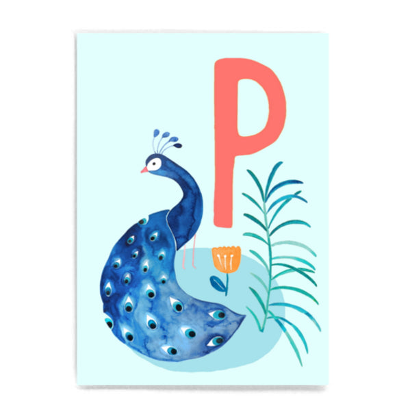 ABC Karte "P wie Pfau"