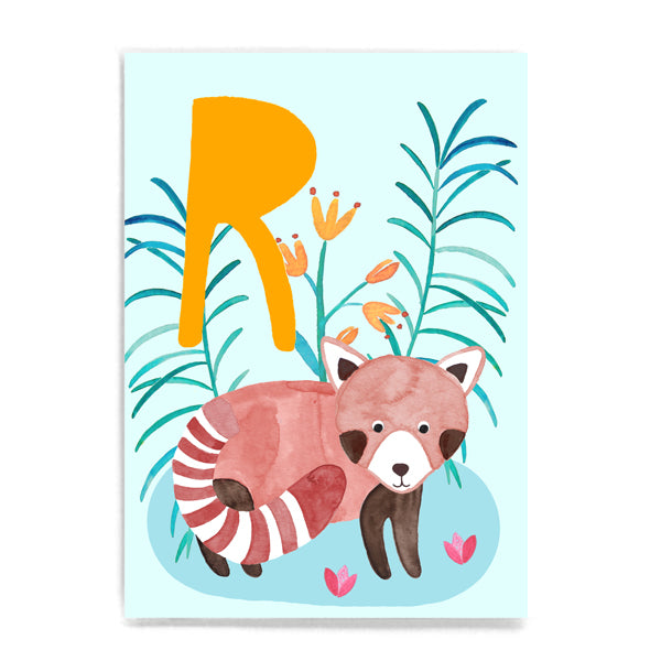 ABC Karte "R wie Roter Panda" (Tier ABC)
