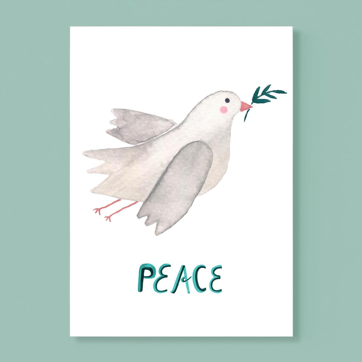 Postkarte *Peace* mit Friedenstaube