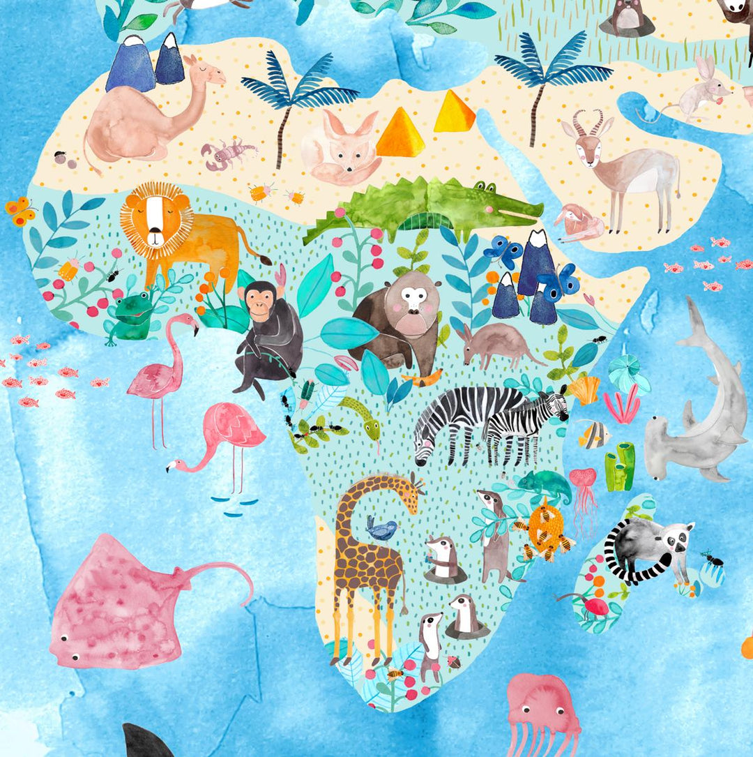 Große Weltkarte der Tiere